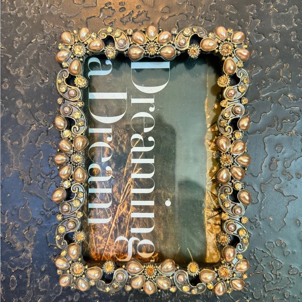 Z Gallerie Distressed Jeweled Black and Gold Frame